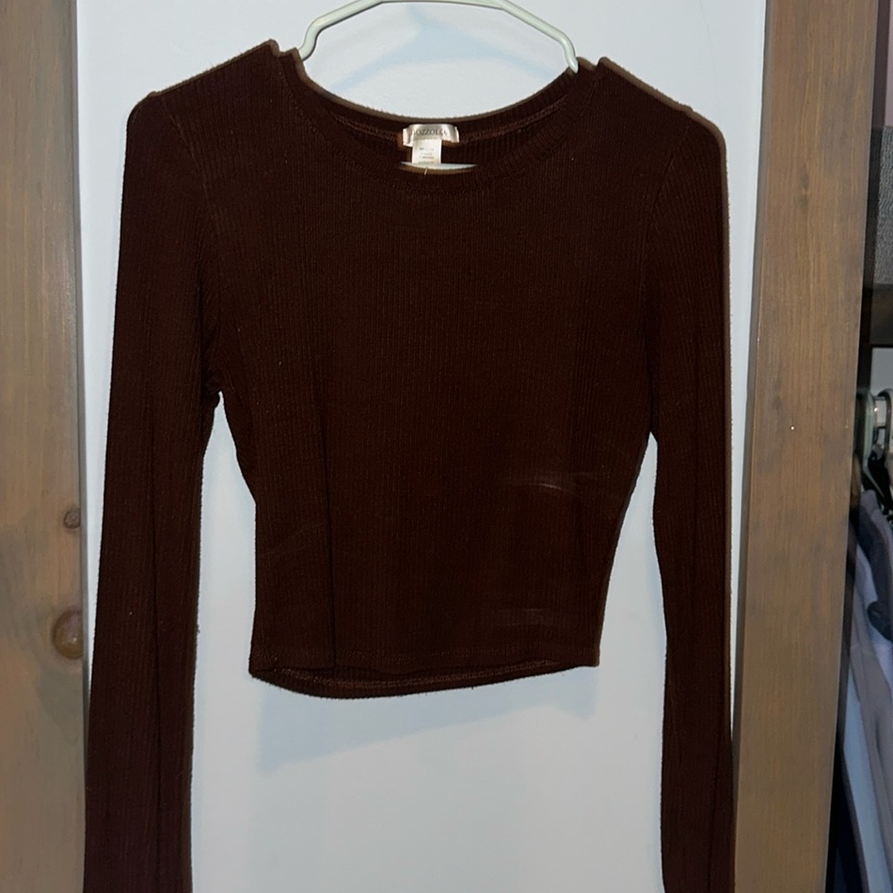 Marshall’s long sleeve slightly cropped tee brown